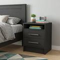 Black Two Drawer Faux Wood Nightstand - 20-inch
