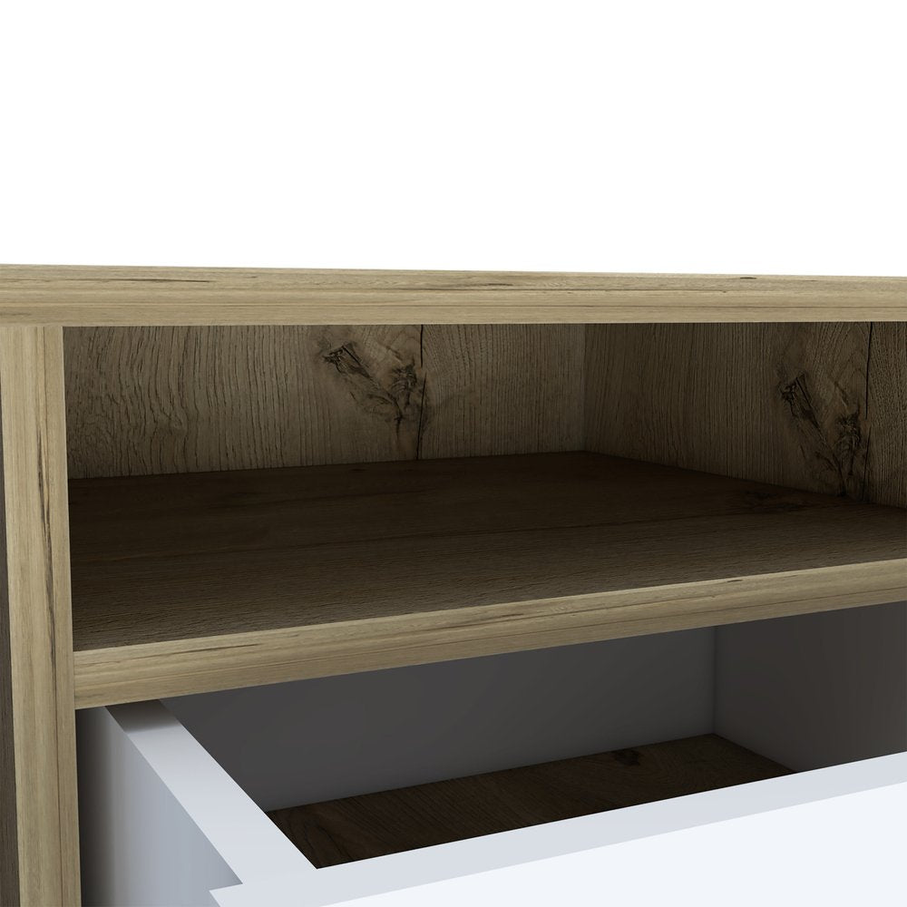 White Wood Two Drawer Nightstand - 20-inch