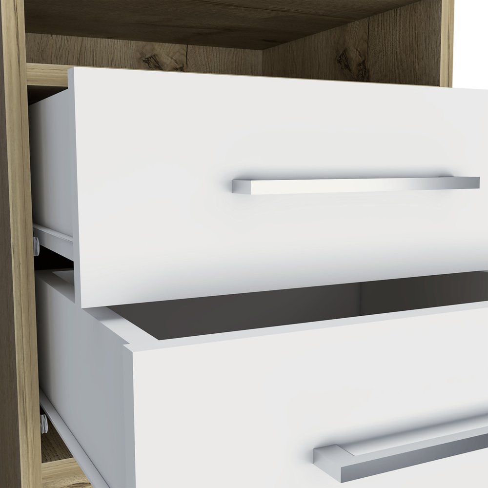 White Wood Two Drawer Nightstand - 20-inch