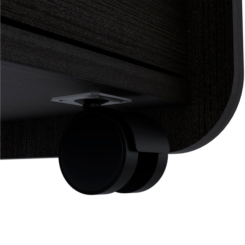 Black Wood Two Drawer Nightstand - 22-inch