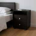 Black Wood Two Drawer Nightstand - 22-inch