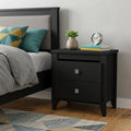 Black Wood Two Drawer Nightstand - 24-inch