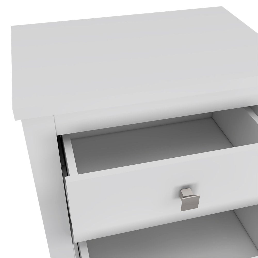 White Two Drawer Faux Wood Nightstand - 24-inch