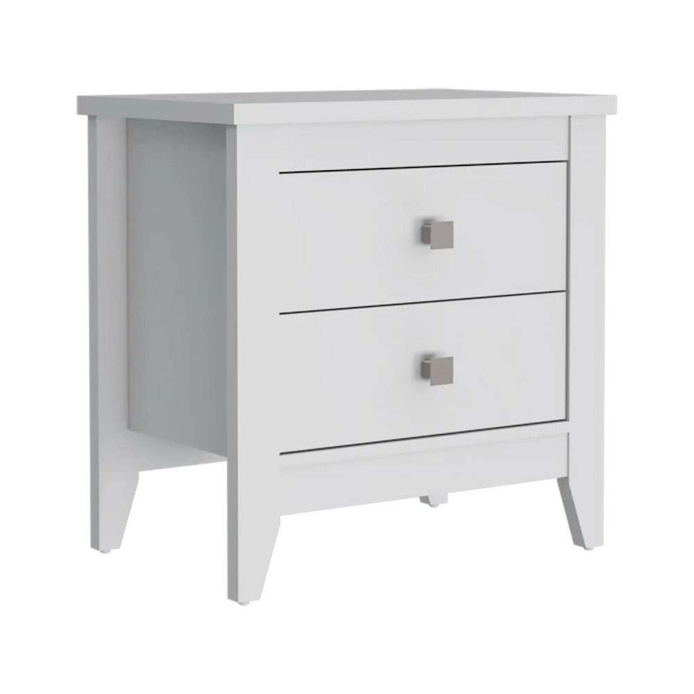 White Two Drawer Faux Wood Nightstand - 24-inch