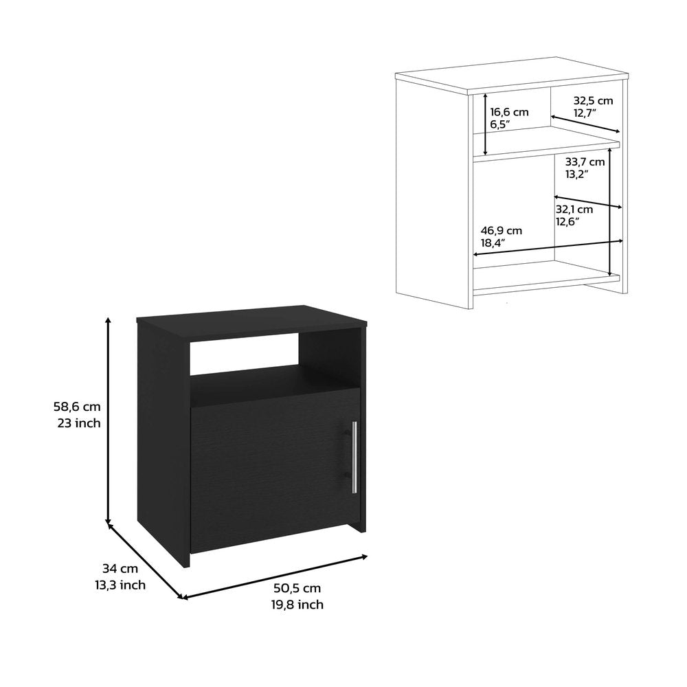 Black Wood Nightstand - 23-inch