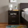 Black Wood Two Drawer Nightstand - 20-inch