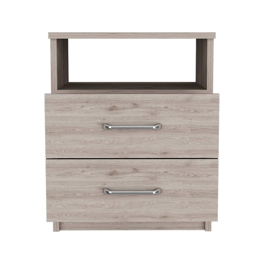 Gray Two Drawer Faux Wood Nightstand - 20-inch