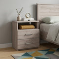 Gray Two Drawer Faux Wood Nightstand - 20-inch
