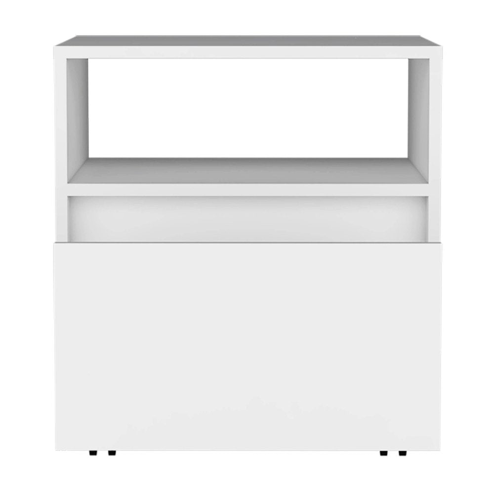 White Wood One Drawer Nightstand - 21-inch