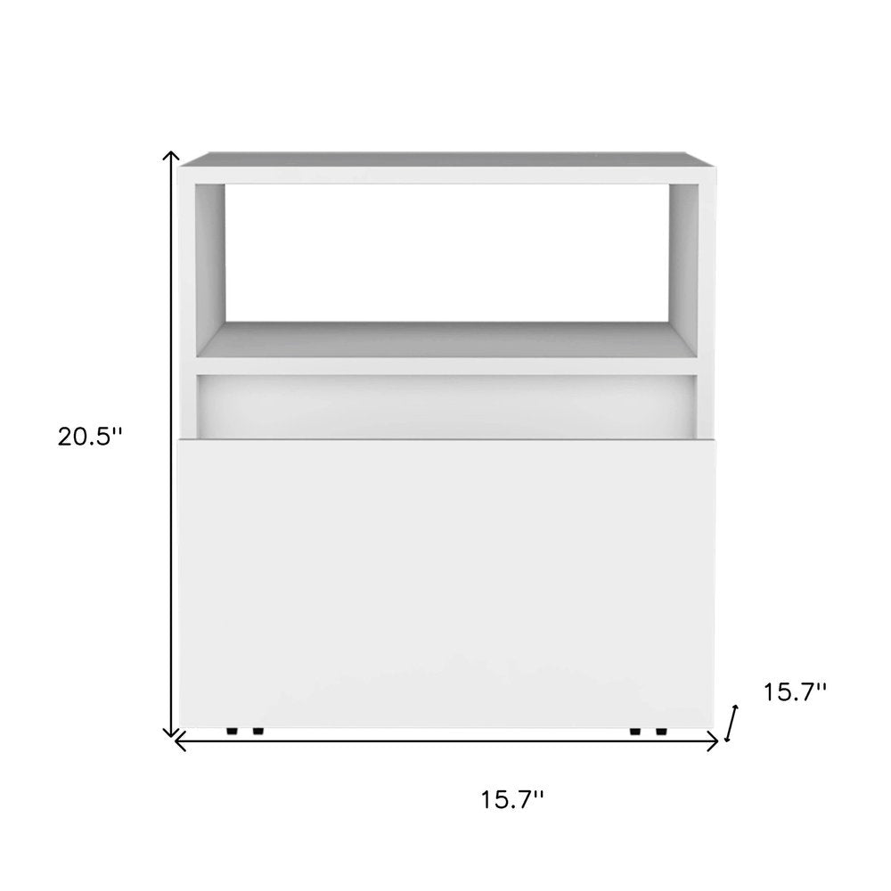 White Wood One Drawer Nightstand - 21-inch