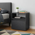 Black Wood One Drawer Nightstand - 21-inch