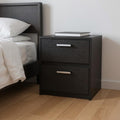 Black Wood Two Drawer Nightstand - 19-inch
