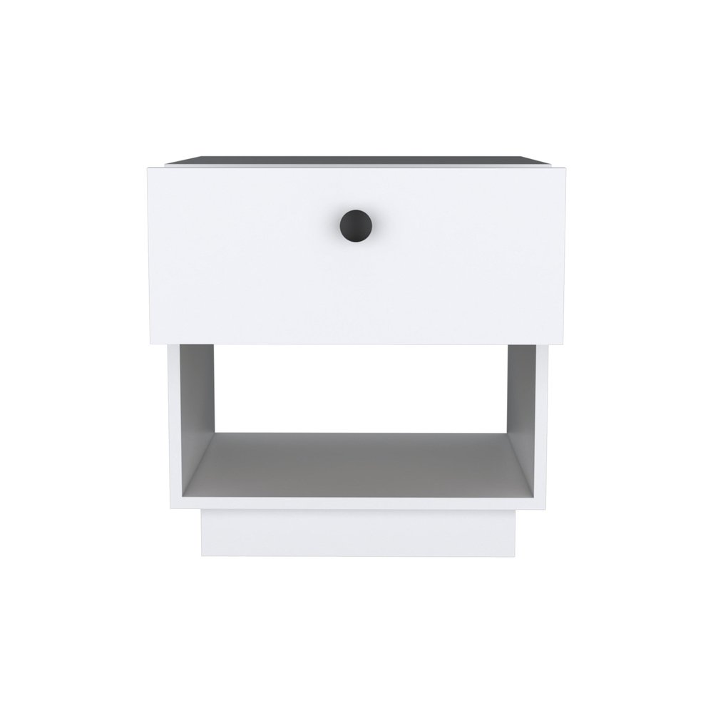 White Wood One Drawer Nightstand - 20-inch