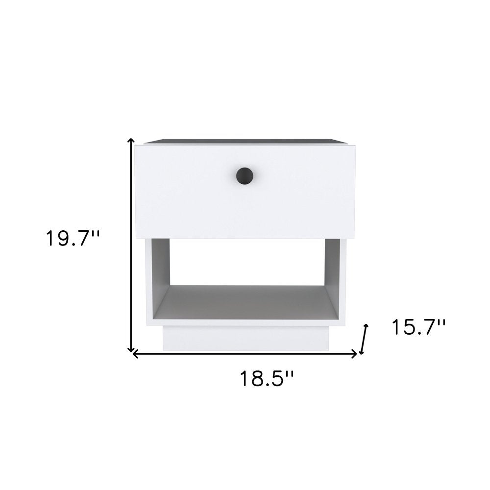 White Wood One Drawer Nightstand - 20-inch