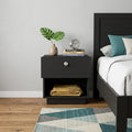 Black Wood One Drawer Nightstand - 20-inch