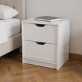 White Wood Two Drawer Nightstand - 19-inch