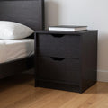 Black Wood Two Drawer Nightstand - 19-inch