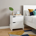 White Wood Two Drawer Nightstand - 20-inch