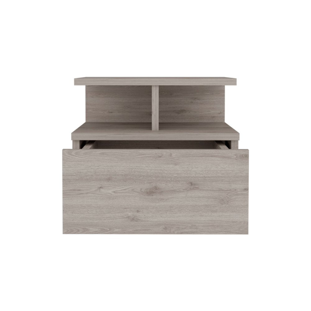 Gray Wood One Drawer Floating Nightstand - 12-inch