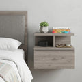 Gray Wood One Drawer Floating Nightstand - 12-inch