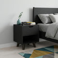 Black Wood One Drawer Nightstand - 19-inch