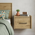 Beige One Drawer Faux Wood Nightstand - 10-inch