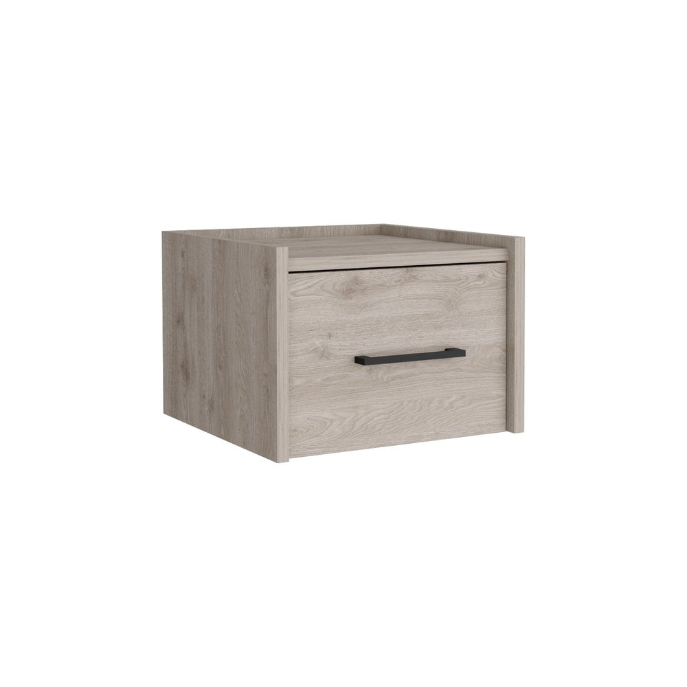 Gray Wood One Drawer Floating Nightstand - 10-inch