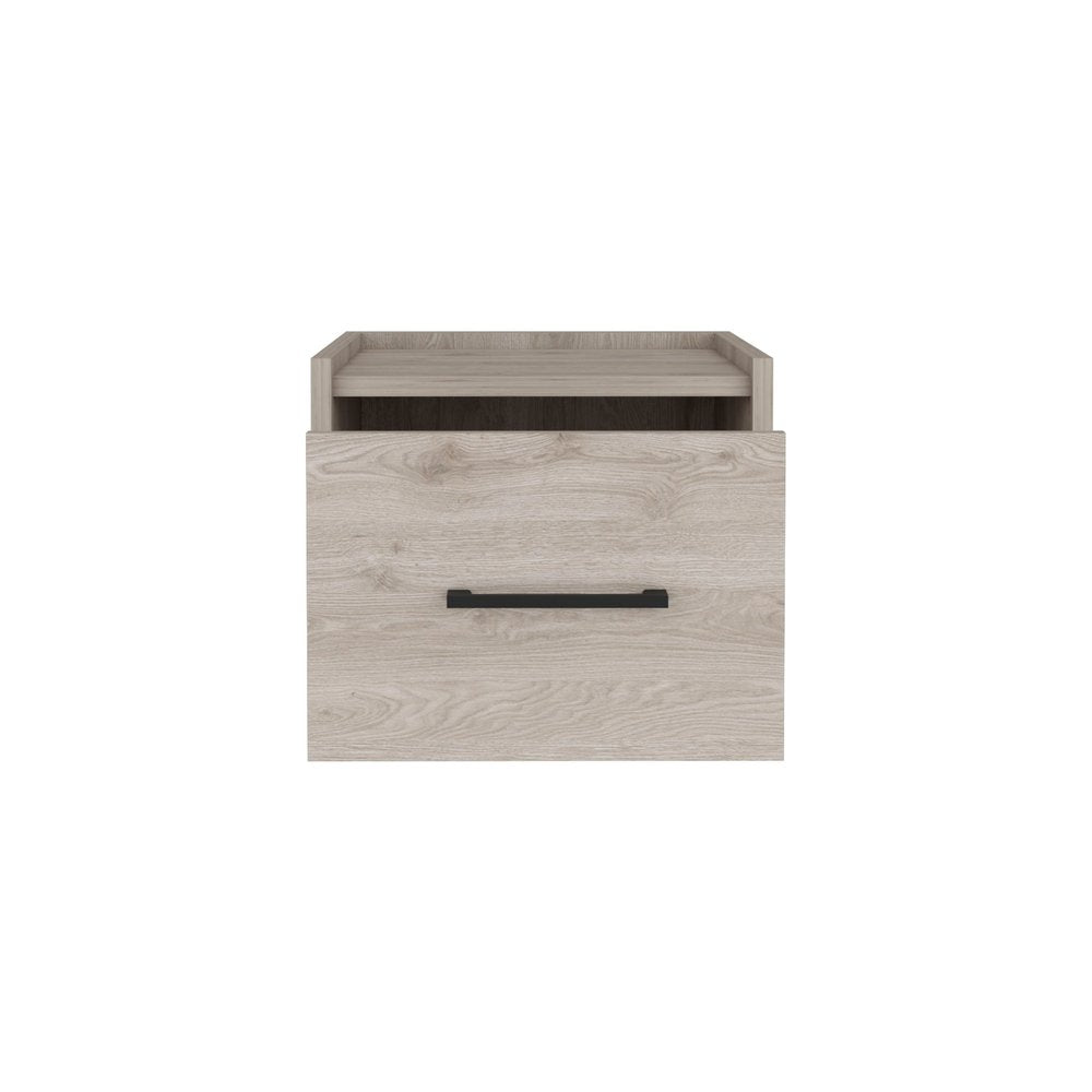 Gray Wood One Drawer Floating Nightstand - 10-inch