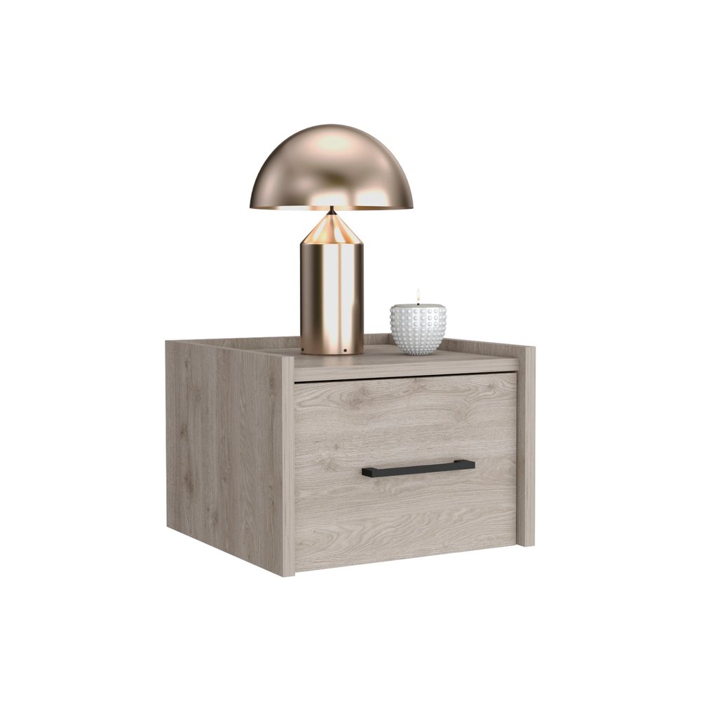 Gray Wood One Drawer Floating Nightstand - 10-inch
