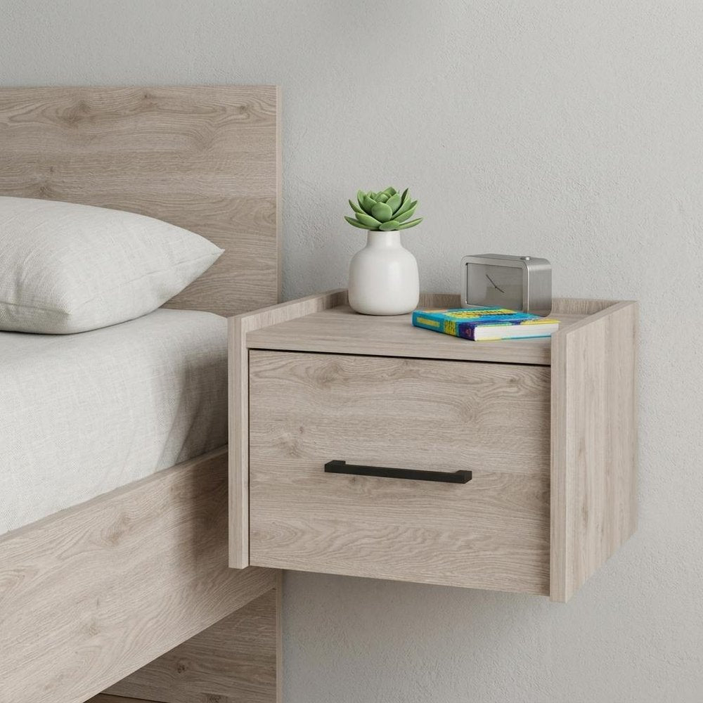 Gray Wood One Drawer Floating Nightstand - 10-inch