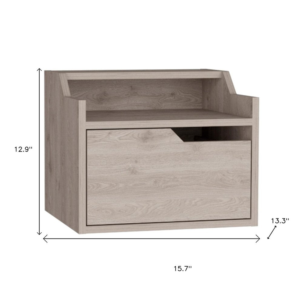 Gray Wood One Drawer Floating Nightstand - 13-inch