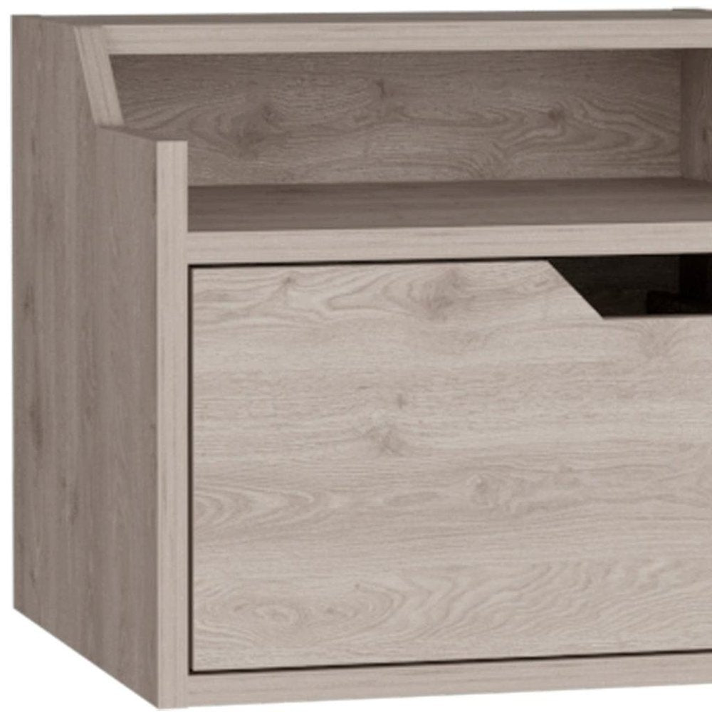 Gray Wood One Drawer Floating Nightstand - 13-inch