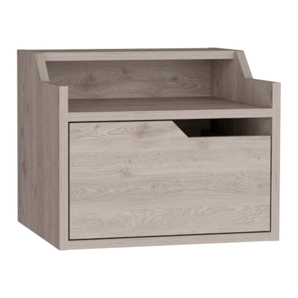 Gray Wood One Drawer Floating Nightstand - 13-inch