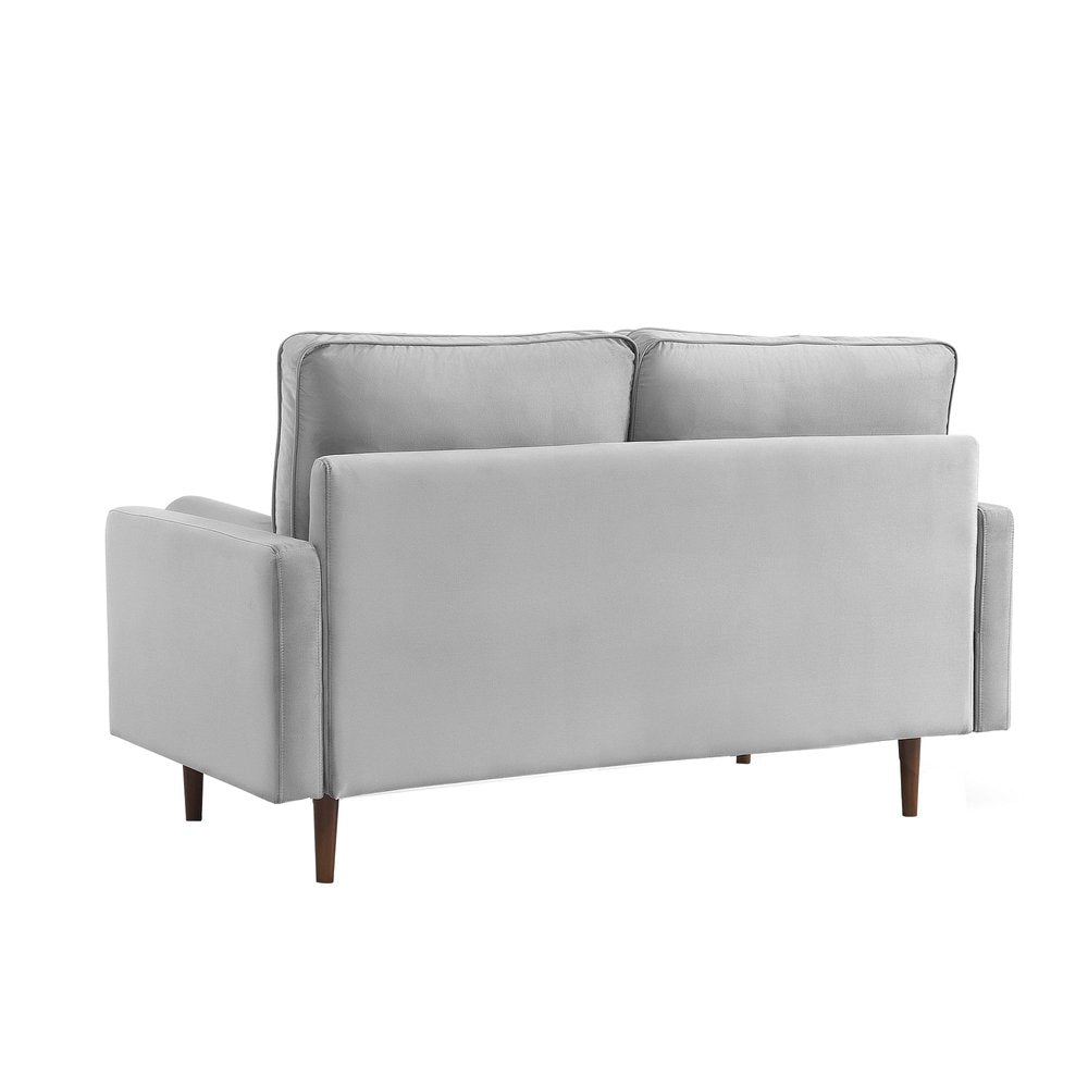 Gray Velvet Sofa and Toss Pillows with Dark Brown Legs - 69-inch