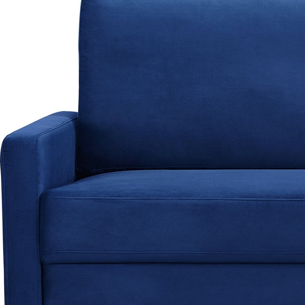 Blue Velvet Sofa with Dark Brown Legs - 69-inch