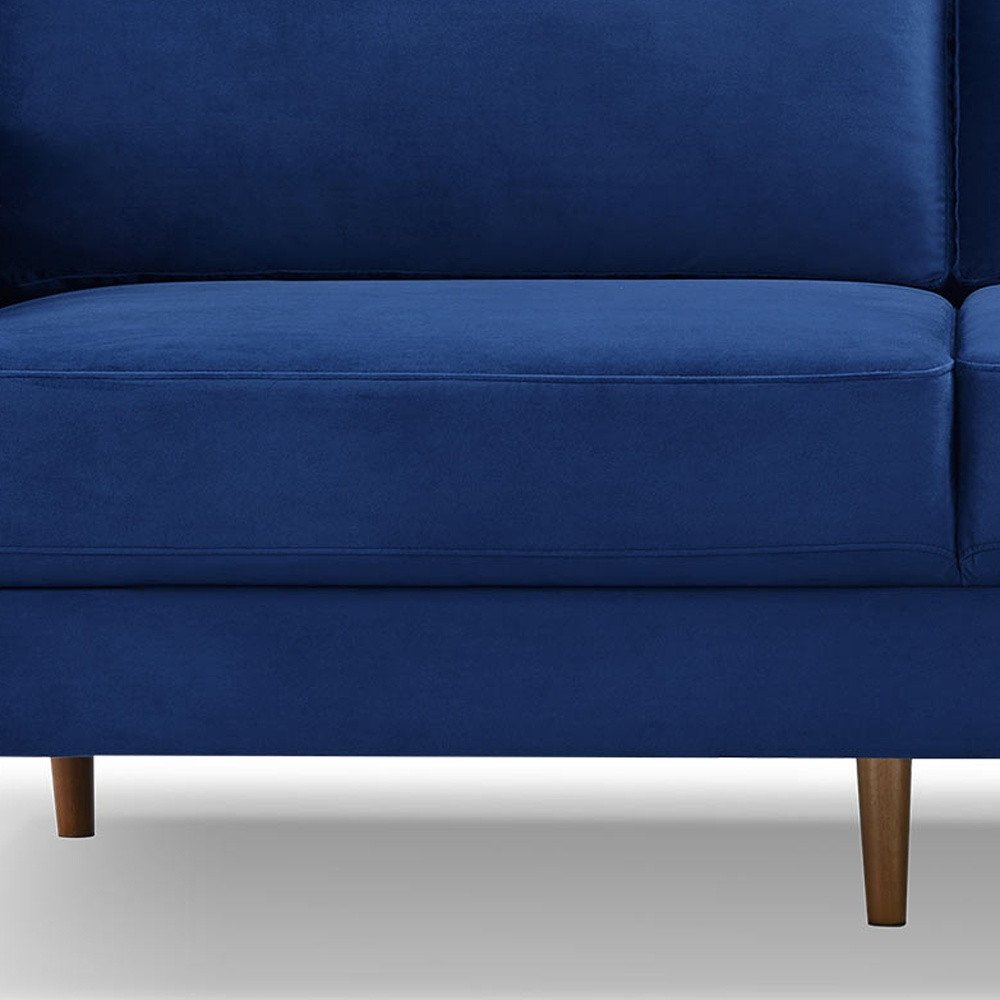 Blue Velvet Sofa with Dark Brown Legs - 69-inch