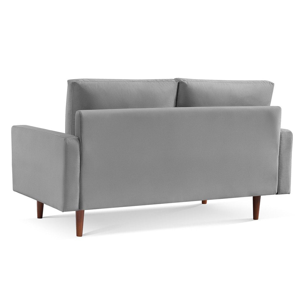 Gray Velvet Sofa with Dark Brown Legs - 69-inch