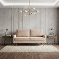 Beige Velvet Sofa with Dark Brown Legs - 69-inch
