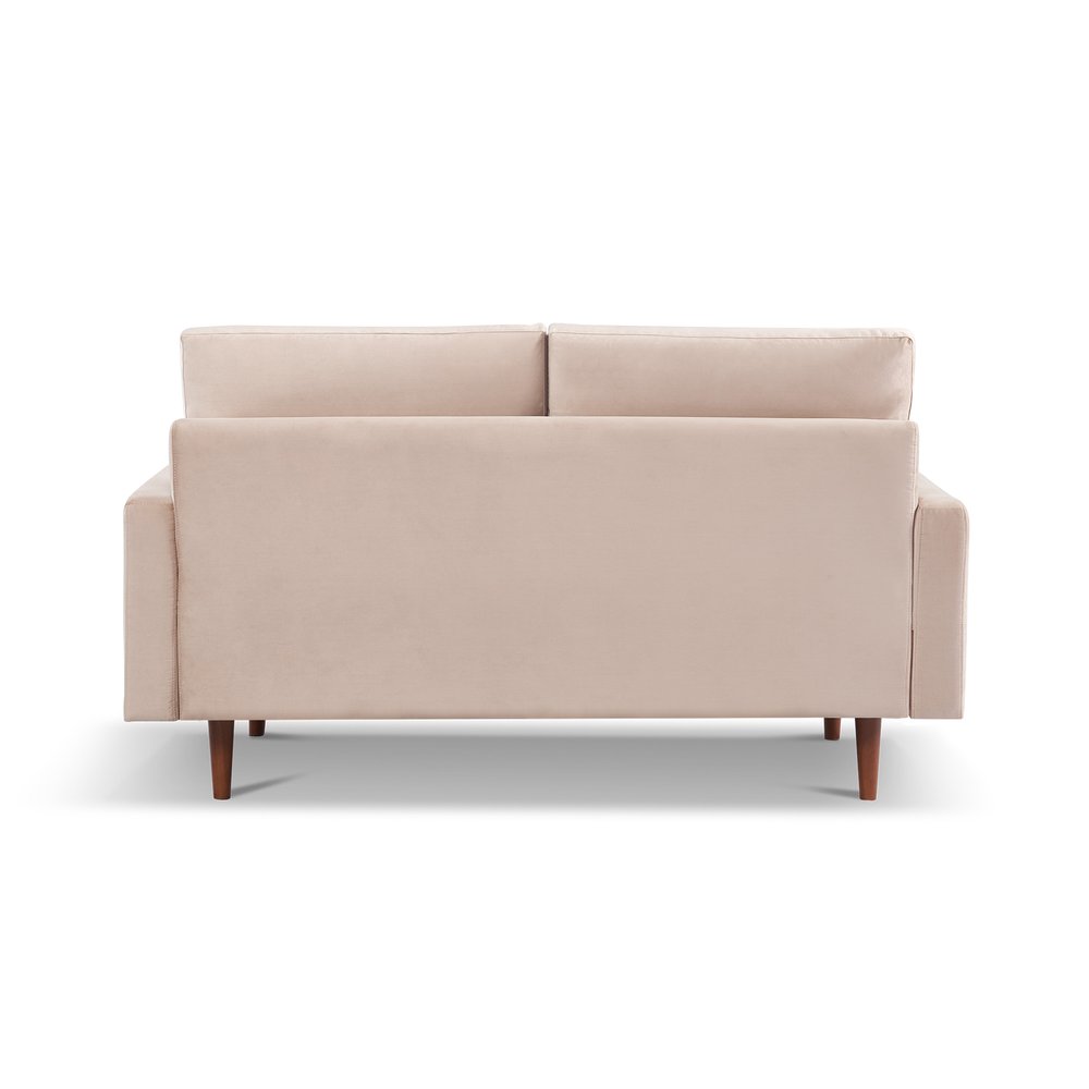 Beige Velvet Sofa with Dark Brown Legs - 69-inch