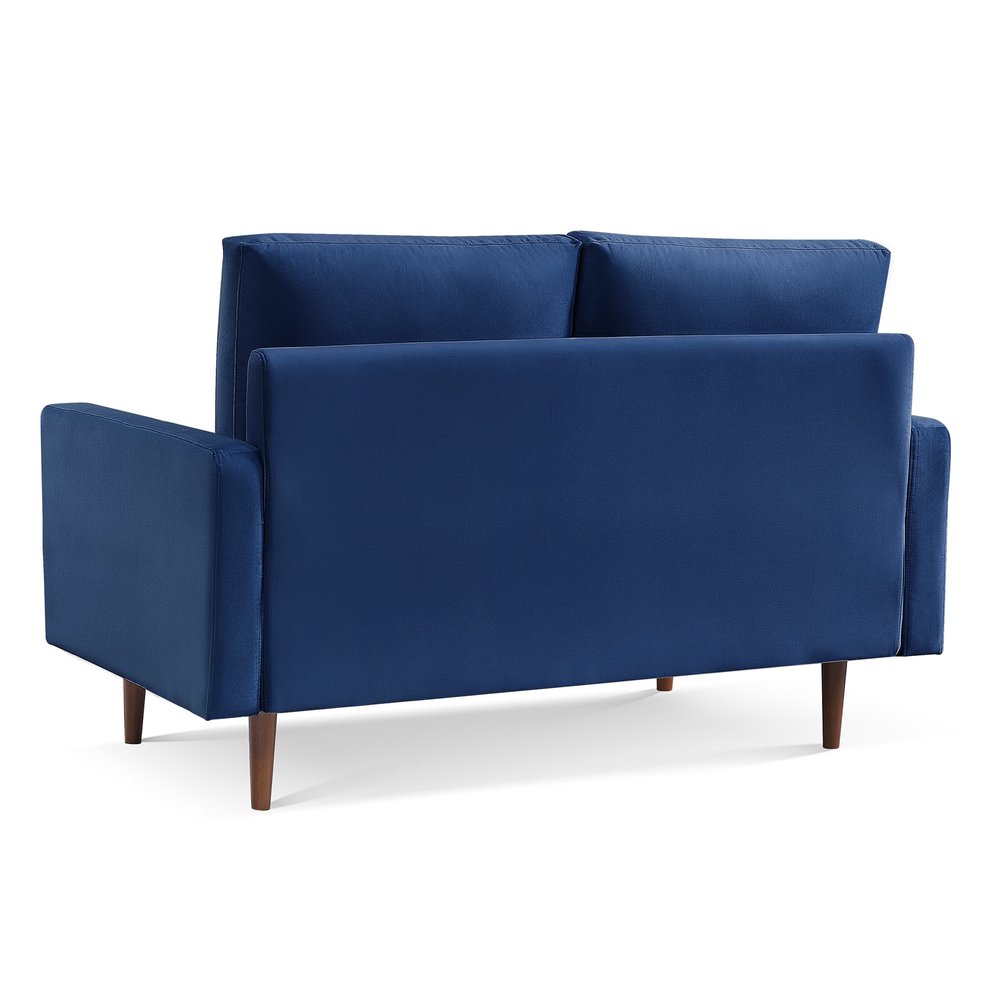 Blue and Dark Brown Velvet Loveseat - 57-inch