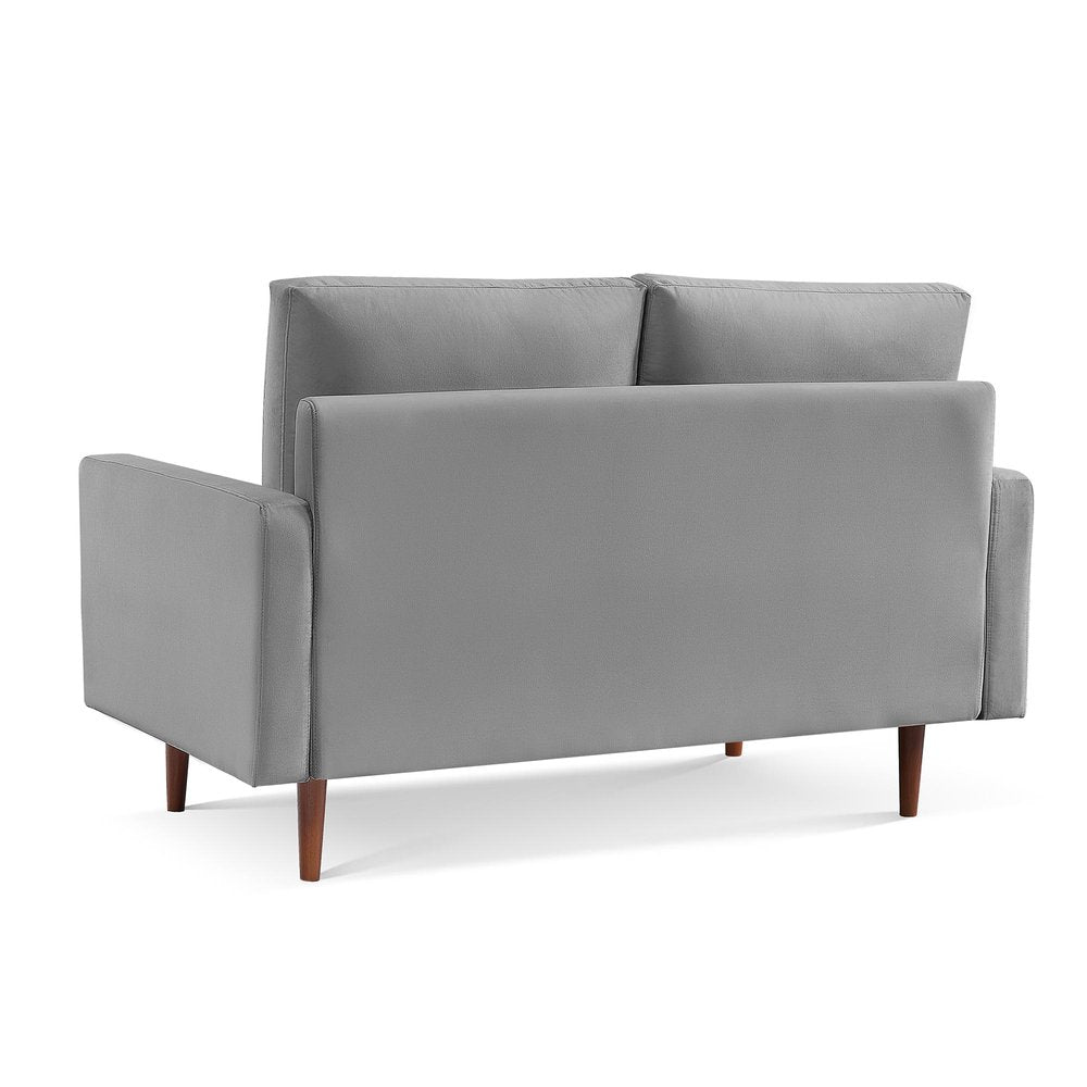 Gray and Dark Brown Velvet Loveseat - 57-inch
