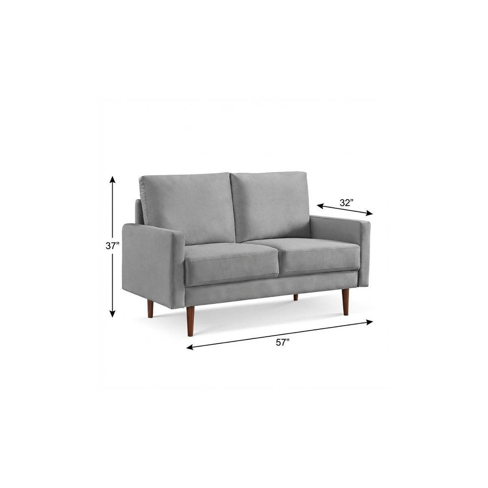 Gray and Dark Brown Velvet Loveseat - 57-inch