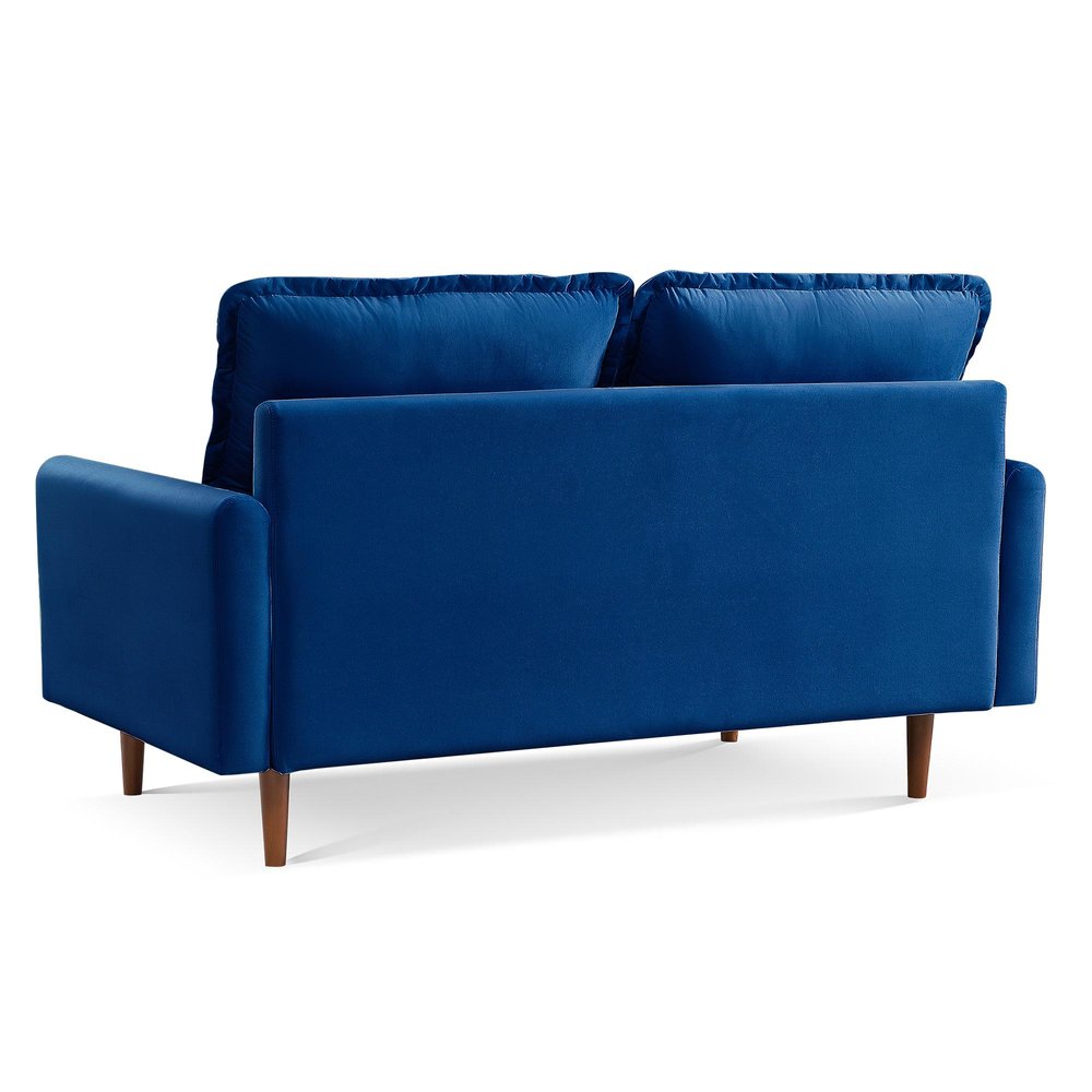 Blue Velvet Sofa with Dark Brown Legs - 69-inch