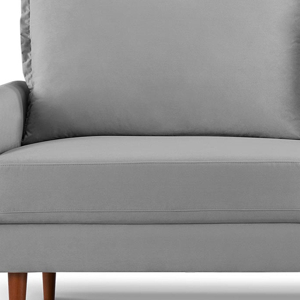 Gray Velvet Sofa with Dark Brown Legs - 69-inch