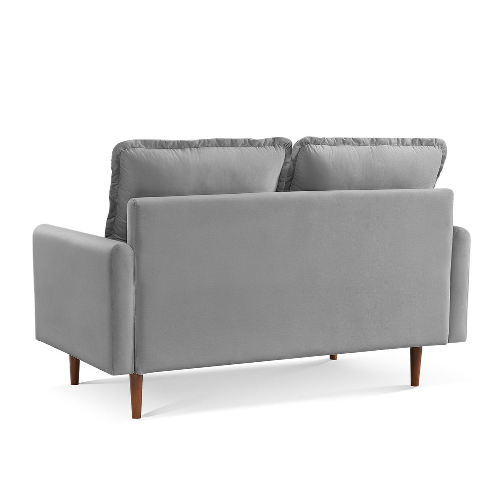Gray and Dark Brown Velvet Loveseat - 57-inch