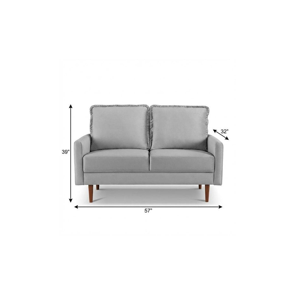 Gray and Dark Brown Velvet Loveseat - 57-inch