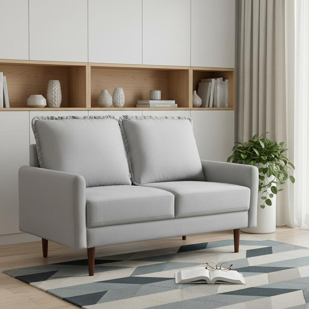 Gray and Dark Brown Velvet Loveseat - 57-inch
