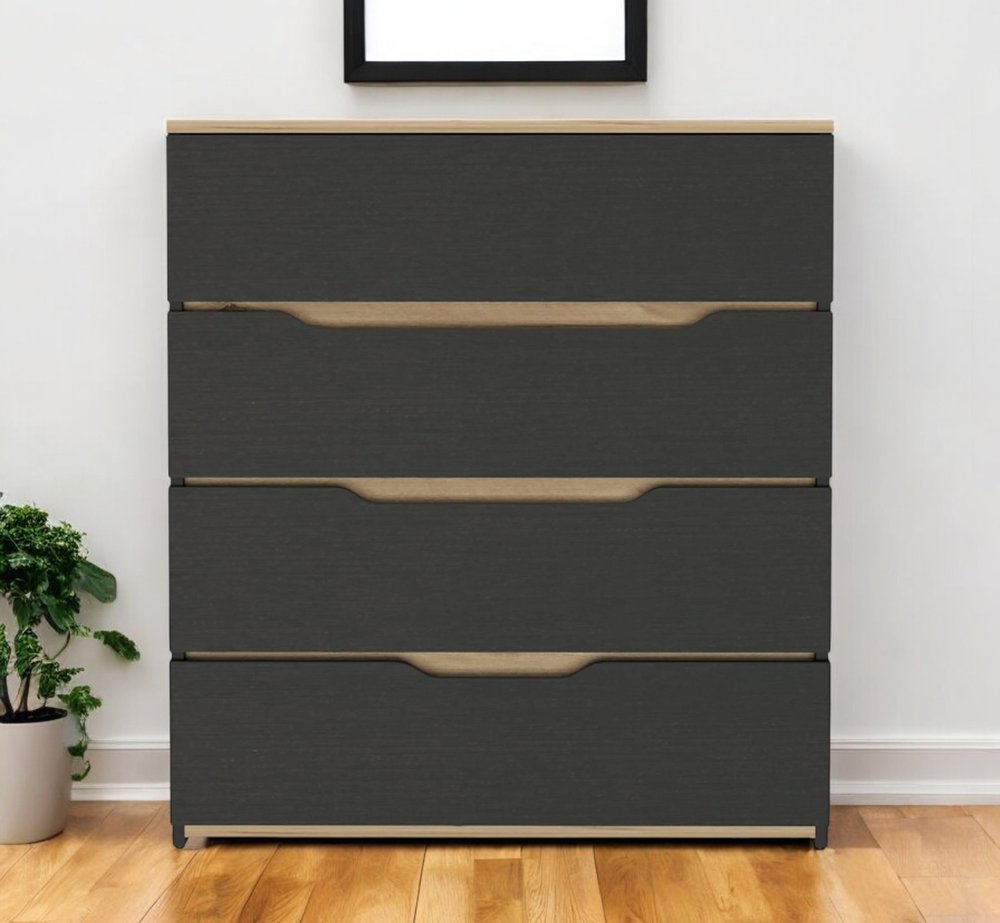 Natural and Black Four Drawer Dresser - 32-inch