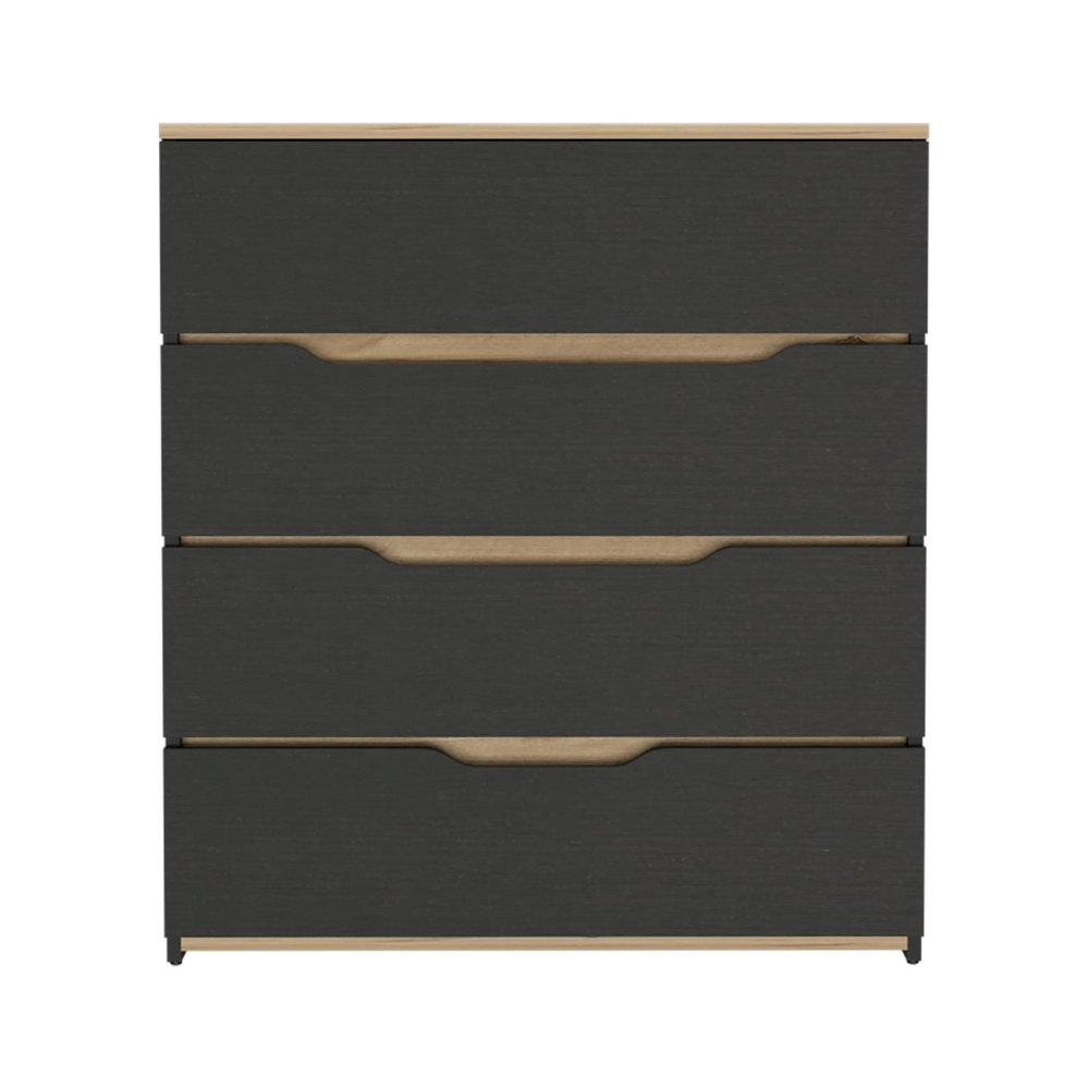 Natural and Black Four Drawer Dresser - 32-inch
