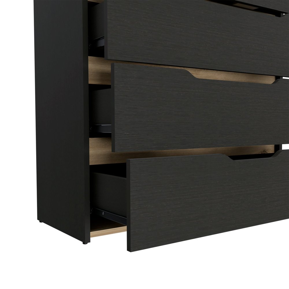 Natural and Black Four Drawer Dresser - 32-inch